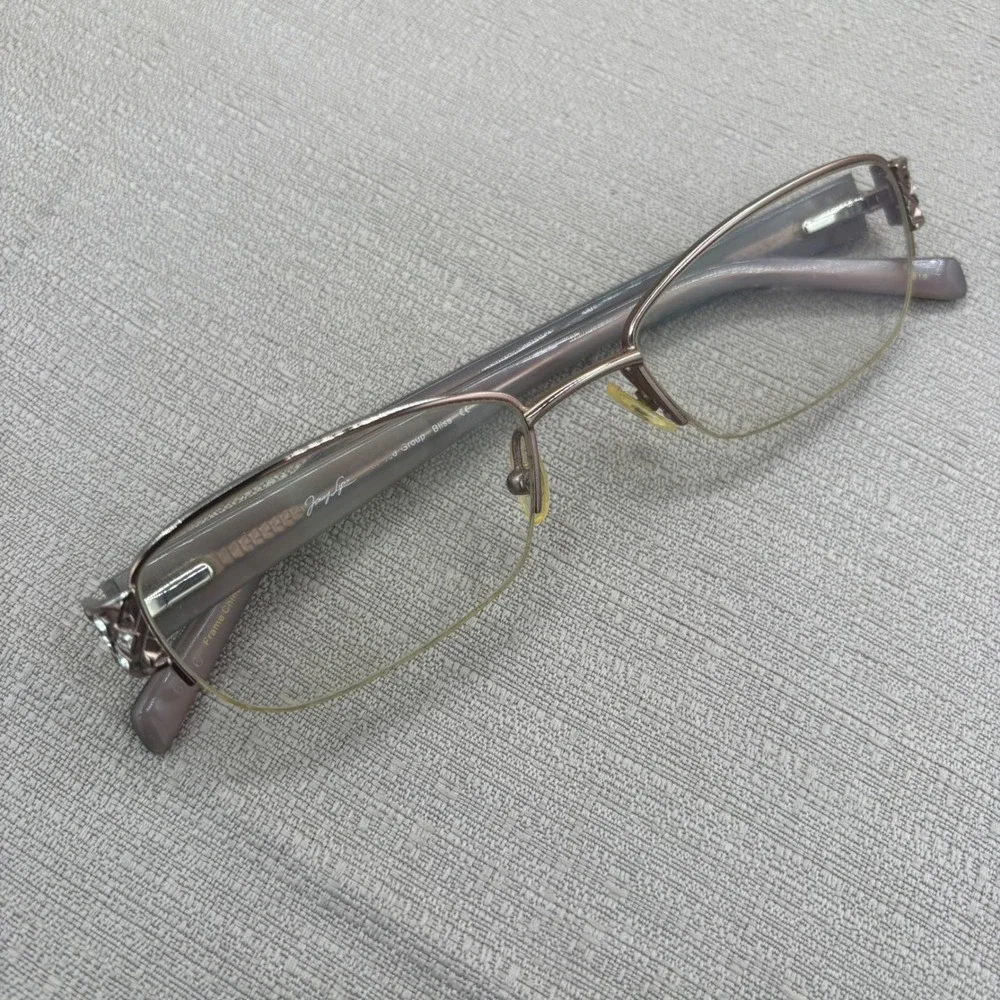 Jenny Lynn Bliss Semi Rimless Eyeglasses Gunmetal Mauve Crystal 50-18-138 Y2K